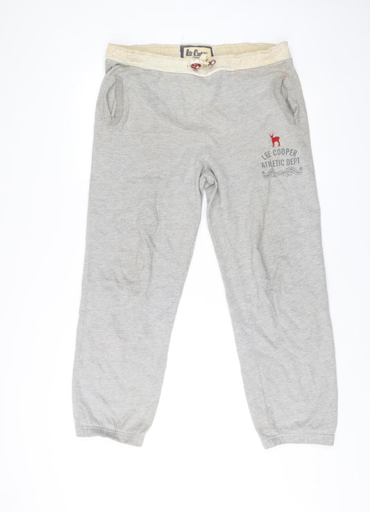 Additional front view of Lee Cooper boys’ grey sweatpants age 13 years vintage athletic trousers
