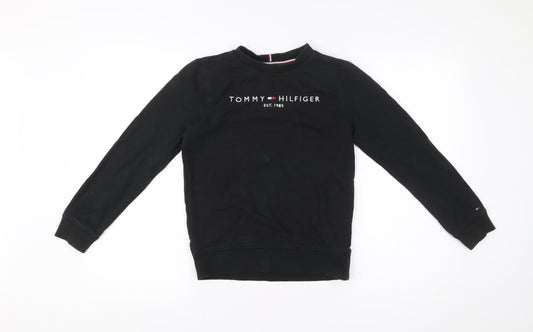 Tommy Hilfiger Boys Black Pullover Sweatshirt Logo Crew Neck 12 Years