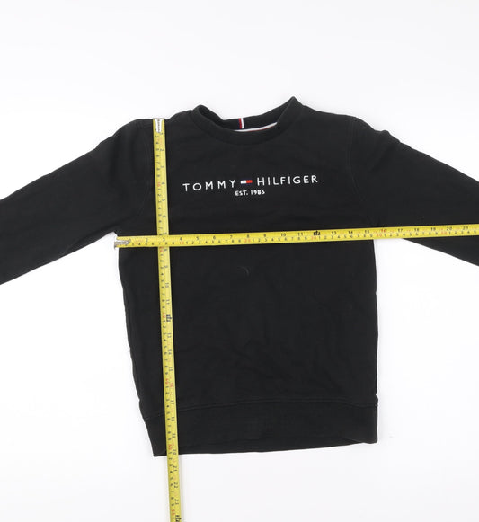 Tommy Hilfiger Boys Black Pullover Sweatshirt Logo Crew Neck 12 Years