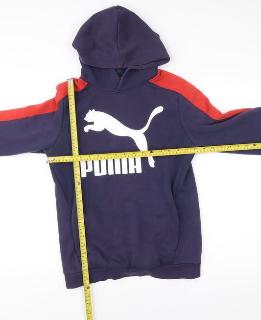 Puma Boys Blue Pullover Hoodie 14 Years Sports Logo Cotton Blend