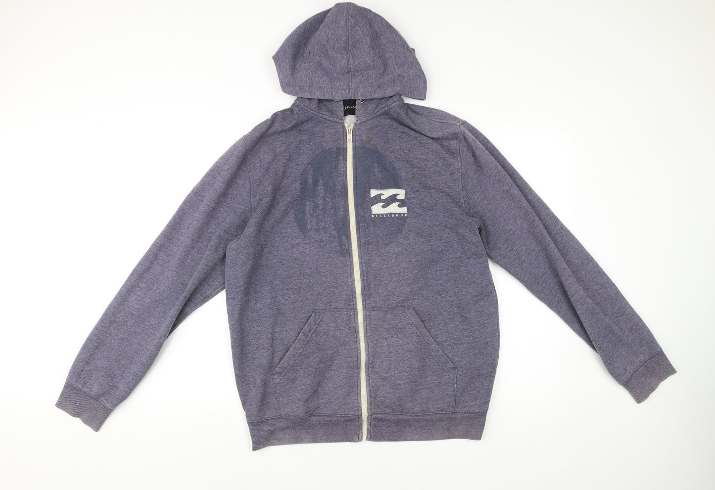 Billabong Men’s Blue Full Zip Hoodie L Logo Graphic Pocket Casual