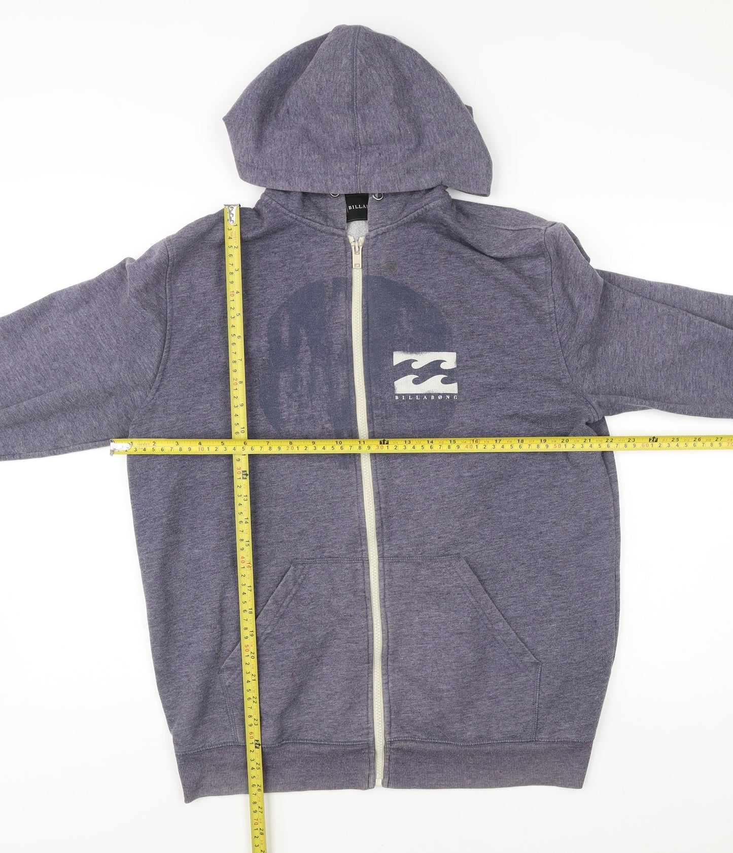 Billabong Men’s Blue Full Zip Hoodie L Logo Graphic Pocket Casual
