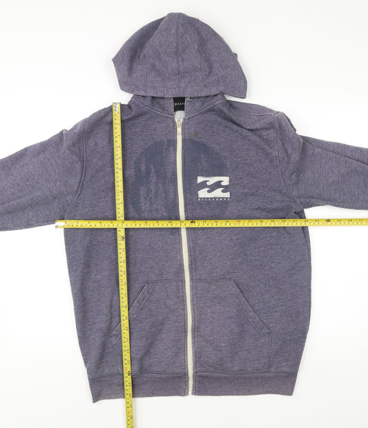 Billabong Men’s Blue Full Zip Hoodie L Logo Graphic Pocket Casual
