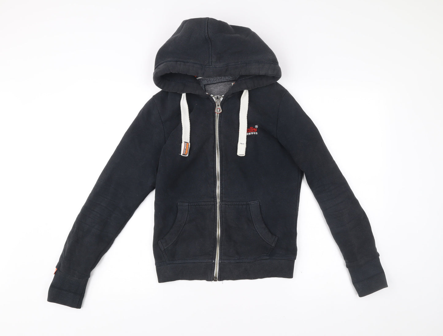 Superdry Women Black XS Full Zip Hoodie Cotton Blend