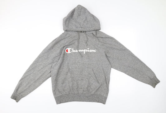 Champion Men's Grey Pullover Hoodie S Logo Graphic Sweatshirt