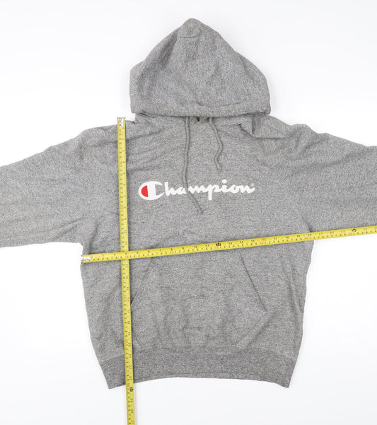 Champion Men's Grey Pullover Hoodie S Logo Graphic Sweatshirt
