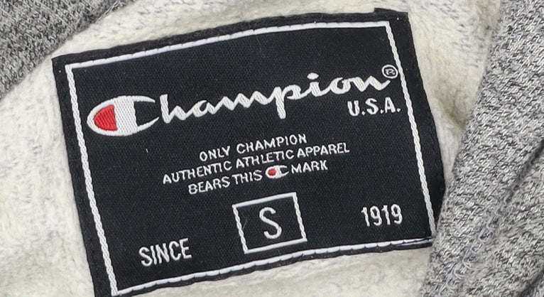 Champion Men's Grey Pullover Hoodie S Logo Graphic Sweatshirt