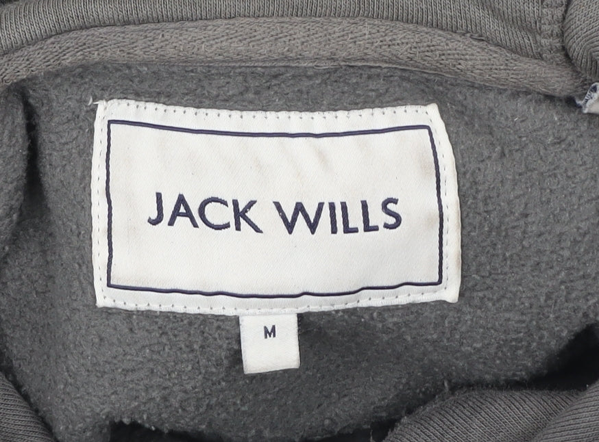 Jack Wills Men’s Grey Pullover Hoodie Size M Logo Print