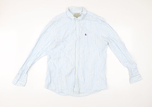 Jack Wills Men's Blue Striped XL Cotton Button-Up Shirt