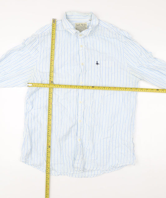 Jack Wills Men's Blue Striped XL Cotton Button-Up Shirt