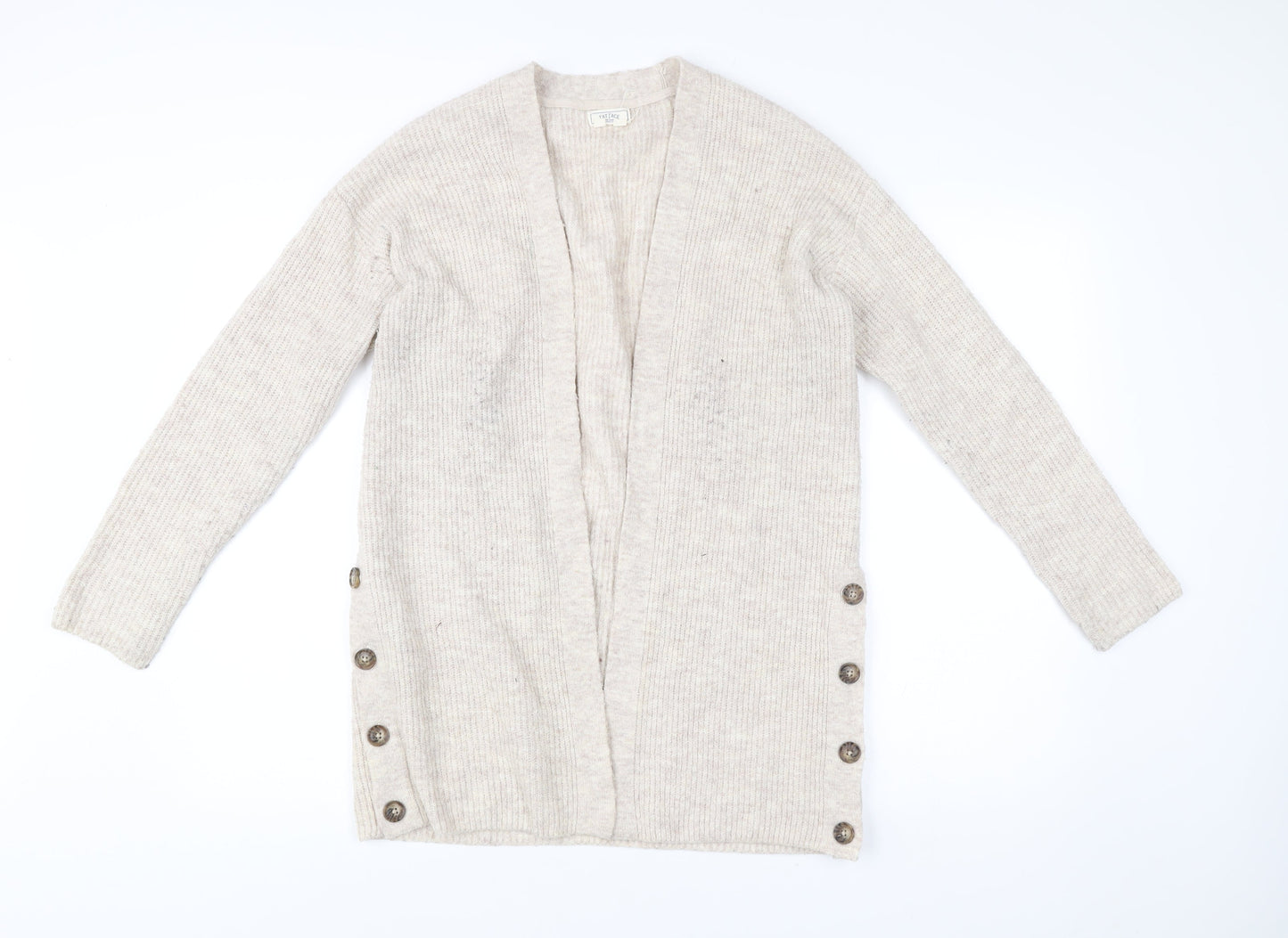 Fat Face Women’s Beige Cardigan UK 8 V-Neck Knit Long Sleeve