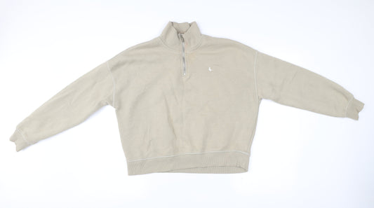 Jack Wills Men's Beige Quarter Zip Sweatshirt M Regular Fit