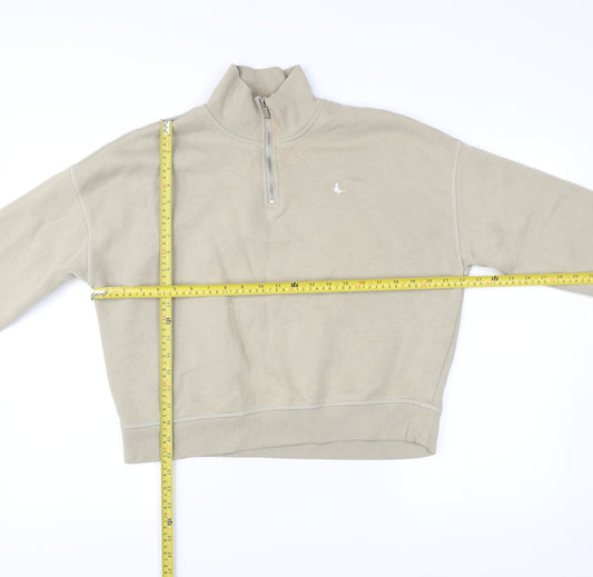 Jack Wills Men's Beige Quarter Zip Sweatshirt M Regular Fit