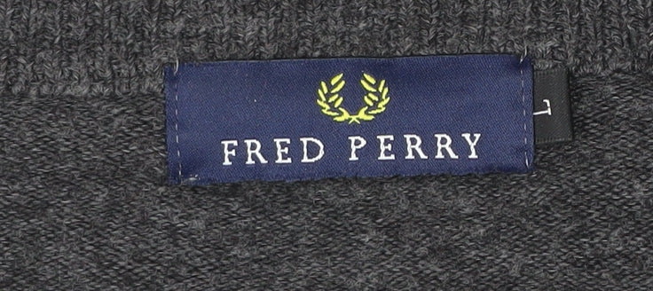 Fred Perry Men's Grey L Cashmere Crew Neck Jumper Pullover