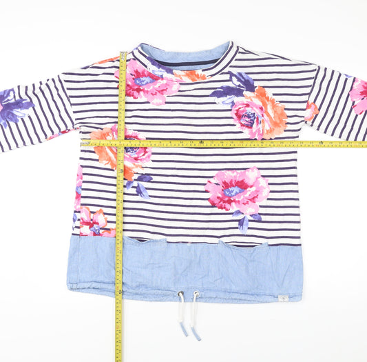 Joules Womens Multicoloured Floral Stripe Cotton Pullover Jumper Size 16