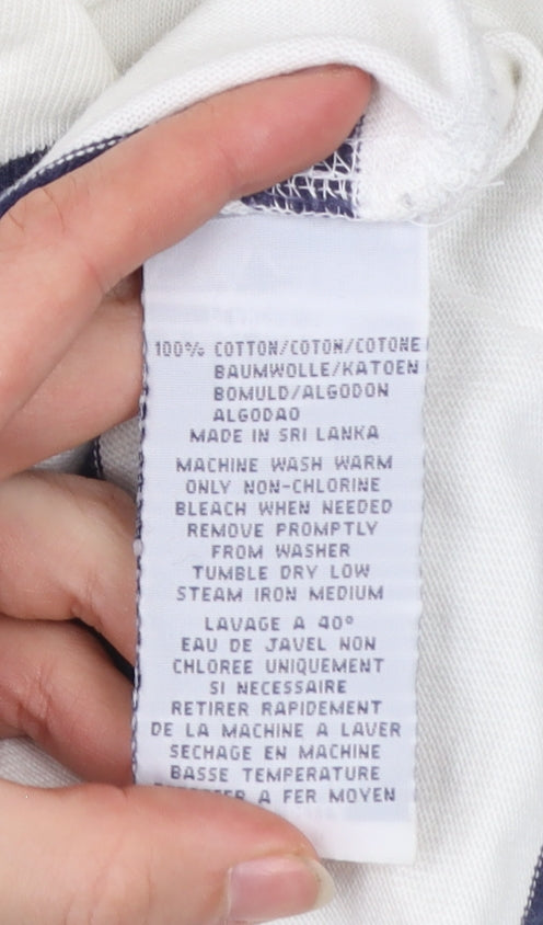 Ralph Lauren Men's White Striped Rugby Henley Jumper Size M