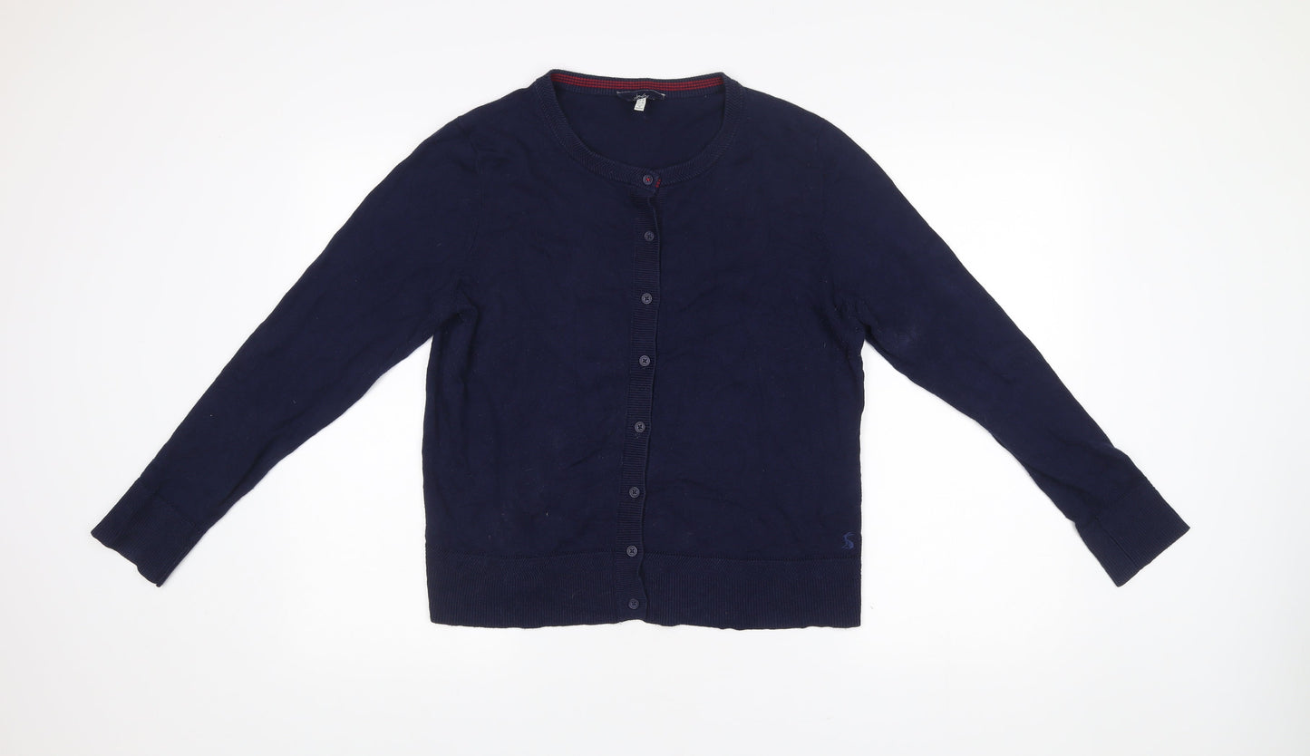 Joules Womens Blue Cotton Bamboo Crew Neck Cardigan UK 14