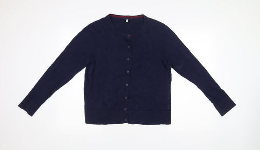 Joules Womens Blue Cotton Bamboo Crew Neck Cardigan UK 14