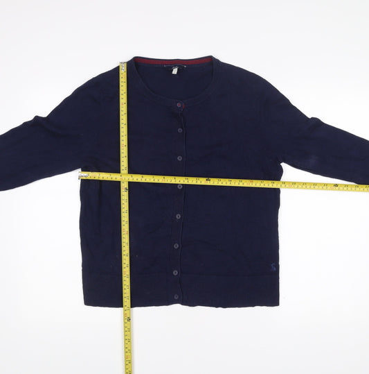 Joules Womens Blue Cotton Bamboo Crew Neck Cardigan UK 14