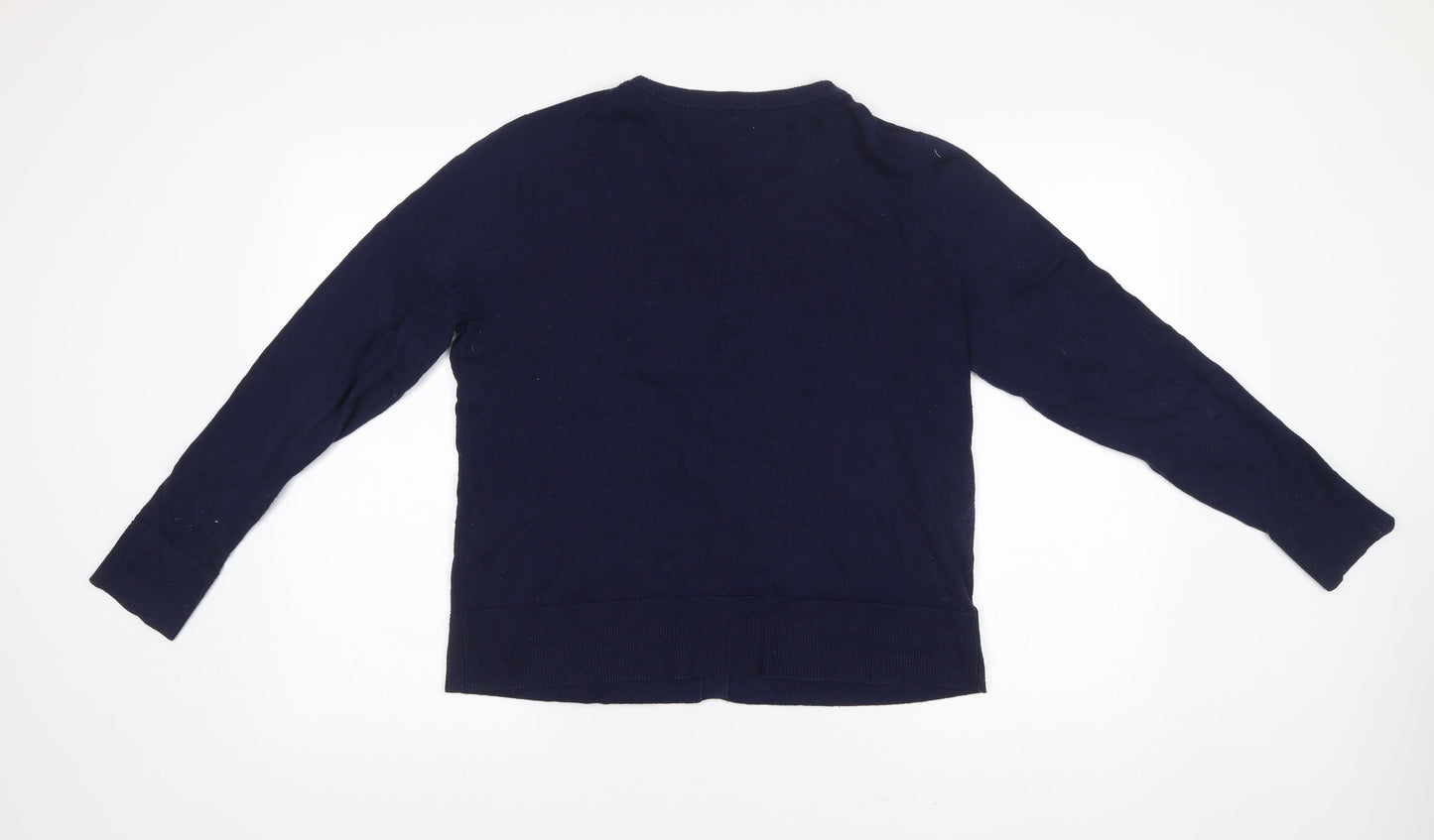 Joules Womens Blue Cotton Bamboo Crew Neck Cardigan UK 14