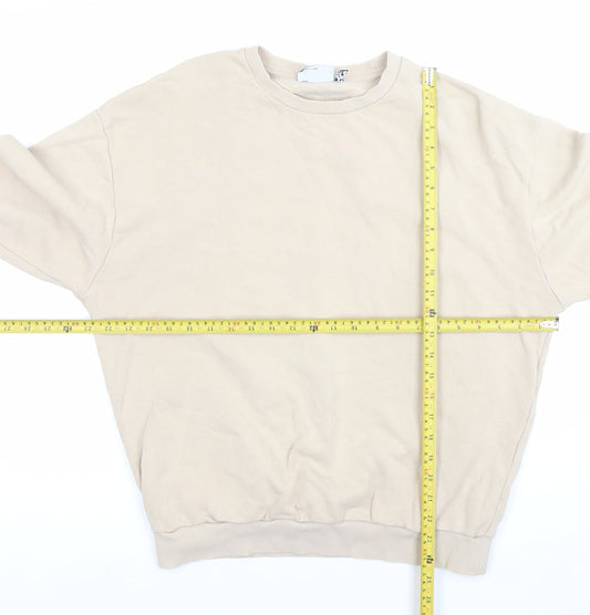 ASOS Men’s Beige Graphic Print Sweatshirt L Pullover Crew Neck