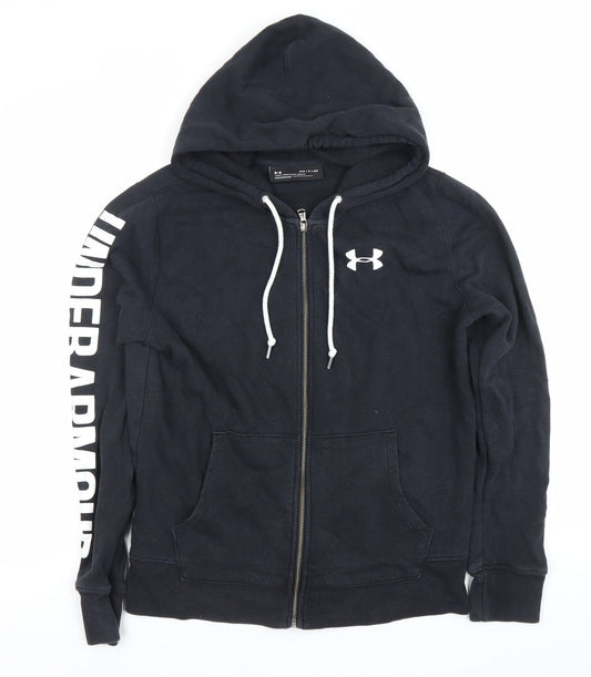 Under Armour Boys Black Full Zip Hoodie Sweatshirt Size S Logo Hooded