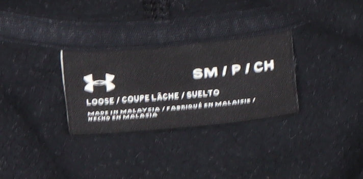 Under Armour Boys Black Full Zip Hoodie Sweatshirt Size S Logo Hooded