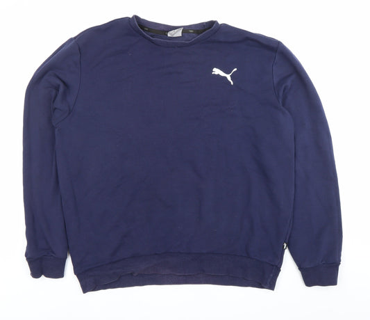 Additional front view of Puma Men’s Blue Crew Neck Pullover Sweatshirt, size L, Logo Sportswear
