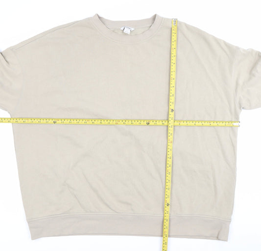 Monki Women’s Beige Crew Neck Pullover Sweatshirt Size L
