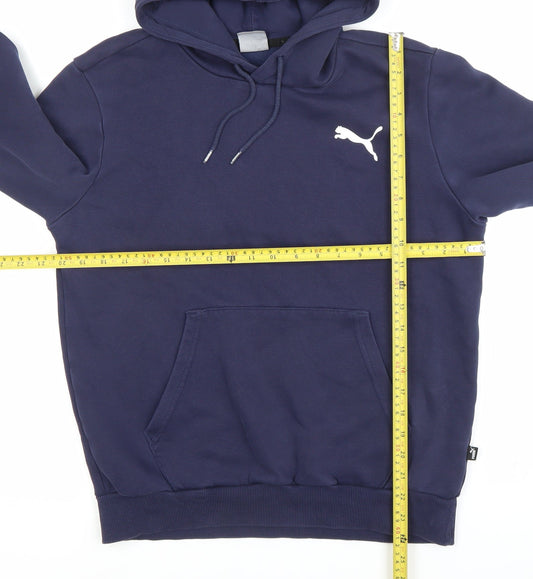 Puma Men's Blue Small Pullover Hoodie Sweatshirt Logo Fleece