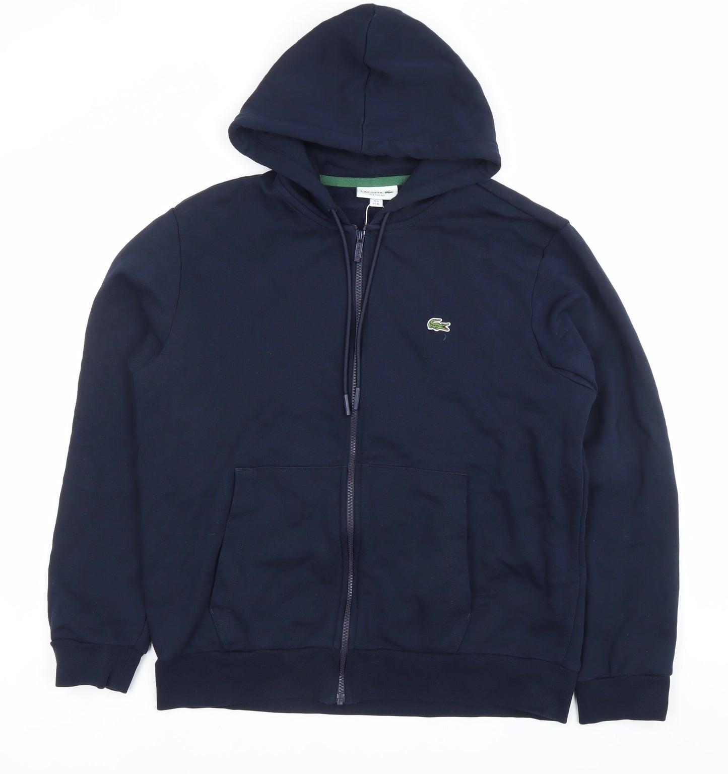 Lacoste Mens XL Blue Full Zip Hoodie Sweatshirt Fleece Cotton Blend