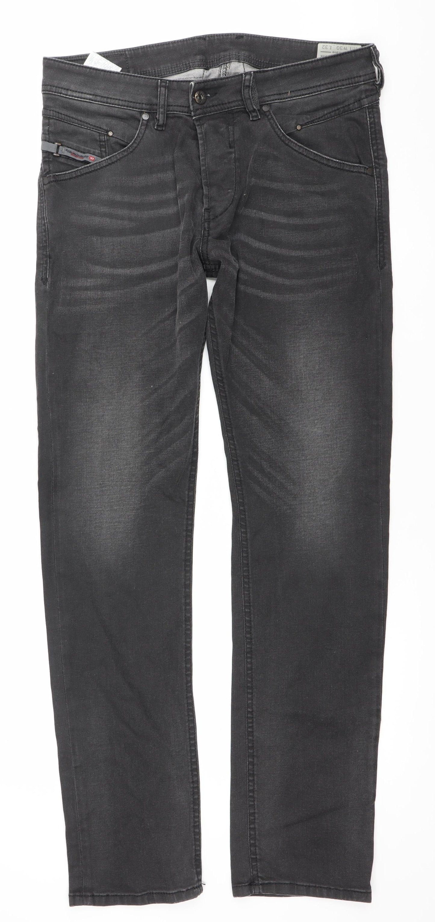 Diesel Men’s Black Slim Tapered Jeans Belther W30 L32 Denim