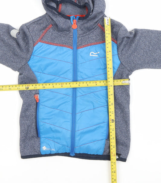 Regatta Boys Blue Grey Hooded Puffer Jacket 3-4 Years Outdoor Fleece Zip