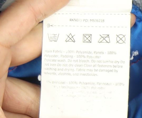 Regatta Boys Blue Grey Hooded Puffer Jacket 3-4 Years Outdoor Fleece Zip