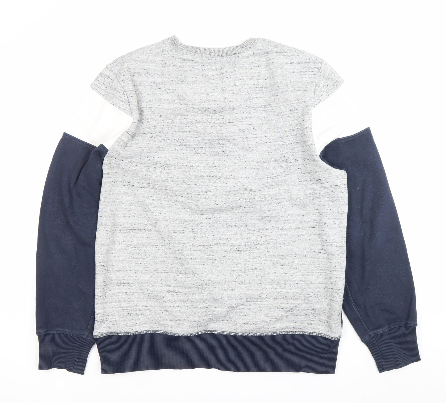 Jack Wills Mens Grey Blue Colour Block Logo Sweatshirt Size L