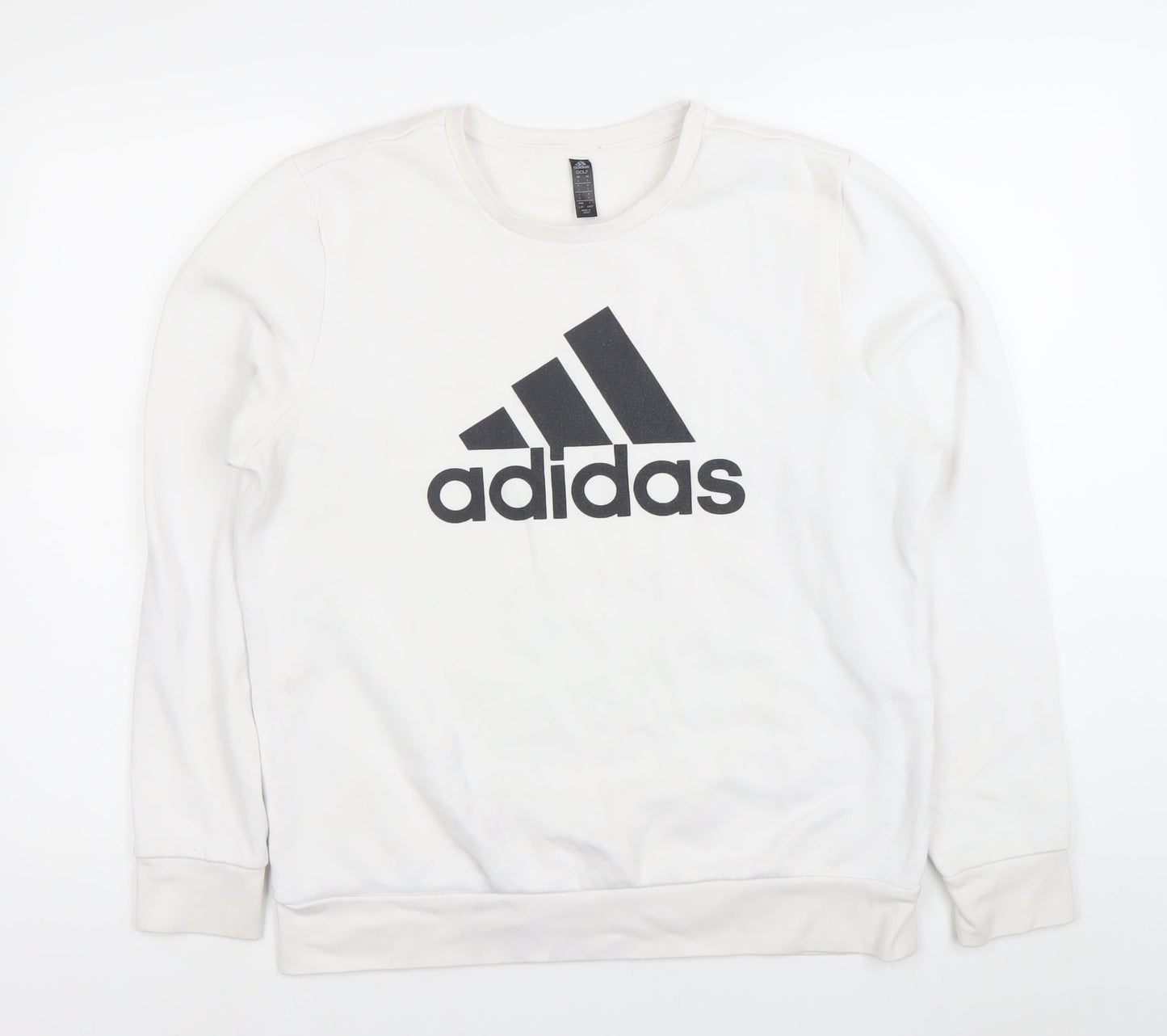 Adidas Mens White 7XL Pullover Sweatshirt Crew Neck Logo Golf