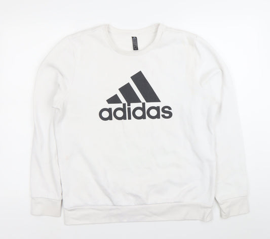 Adidas Mens White 7XL Pullover Sweatshirt Crew Neck Logo Golf