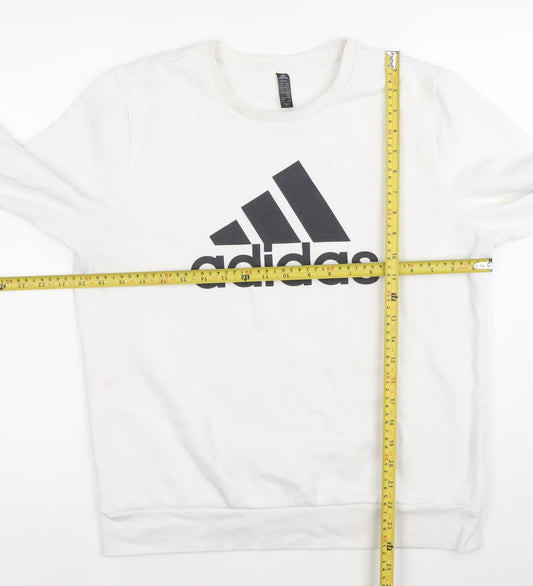 Adidas Mens White 7XL Pullover Sweatshirt Crew Neck Logo Golf