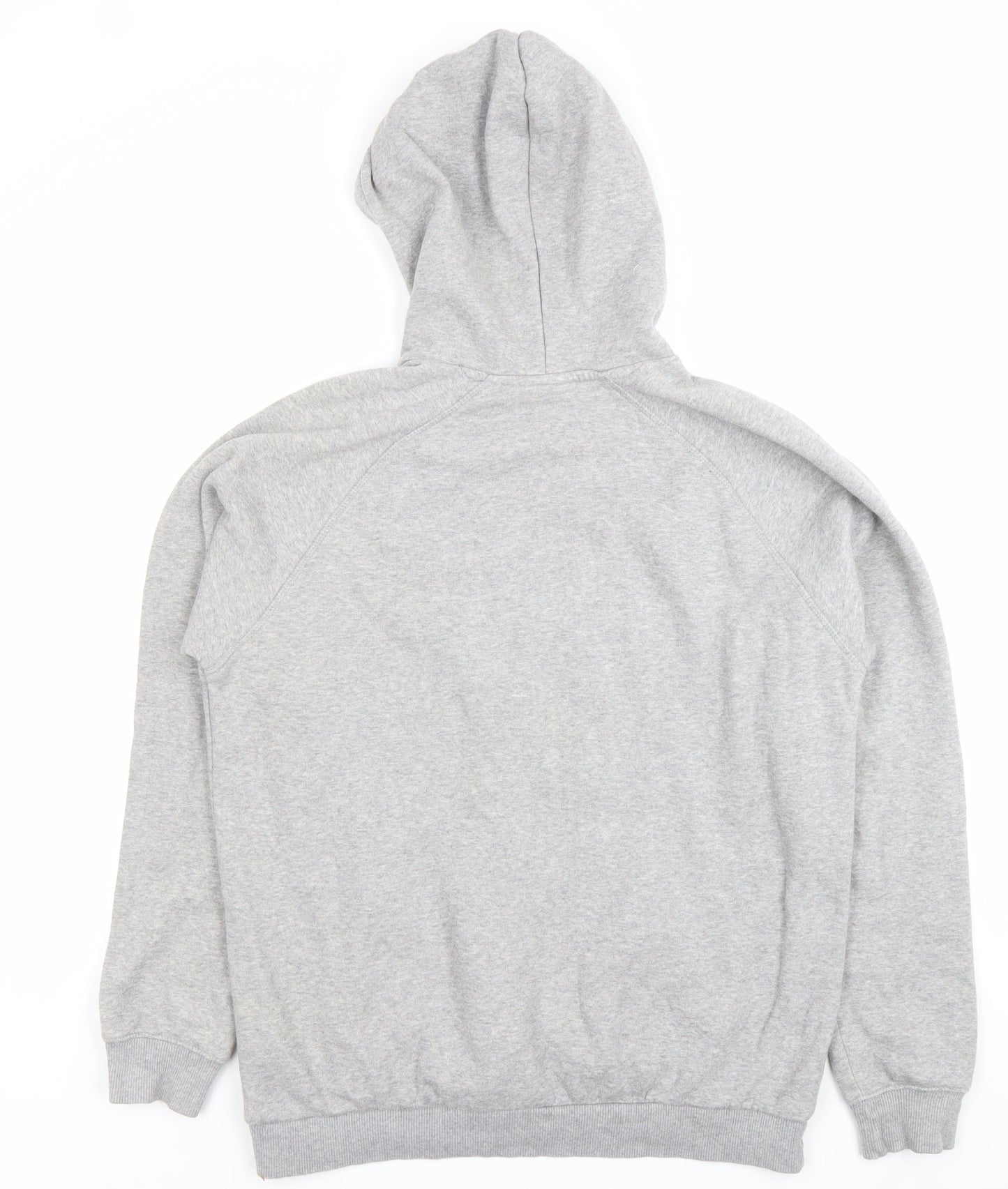 Adidas Men Grey Pullover Hoodie M Sports Logo Cotton Blend