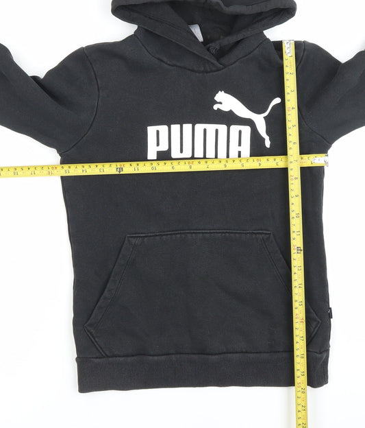 Puma Boys Black Pullover Hoodie 2XS Regular Fit with Logo Graphic