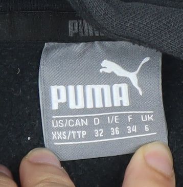 Puma Boys Black Pullover Hoodie 2XS Regular Fit with Logo Graphic