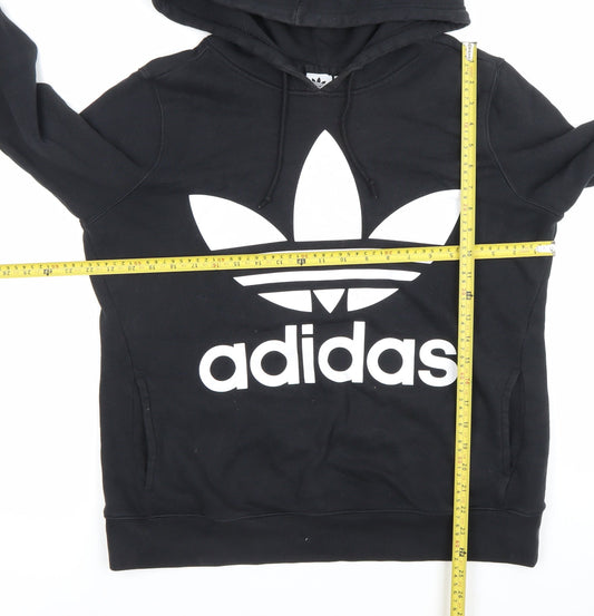 Adidas Womens Black Hoodie UK 14 Pullover Cotton Hooded Sweatshirt