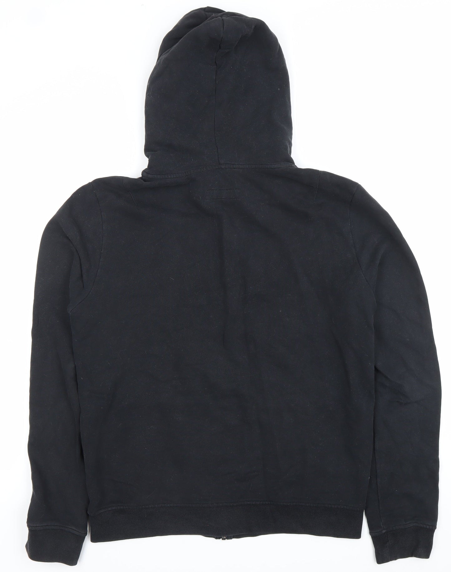 AllSaints Mens Black Medium Full Zip Hoodie Cotton Logo Jacket