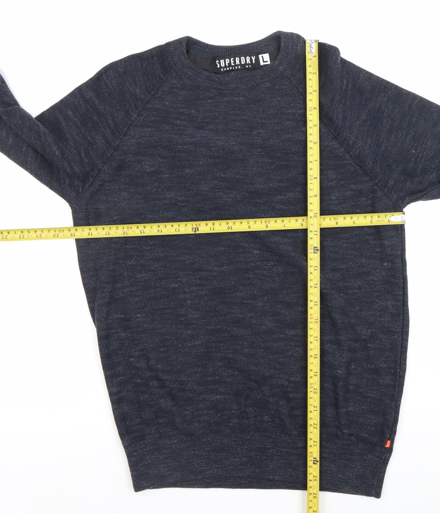 Superdry Men’s Blue Knit Crew Neck Pullover Sweatshirt Size L