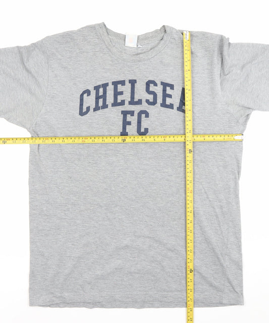Chelsea FC Men’s Grey L Short Sleeve Sports T-Shirt Cotton Blend