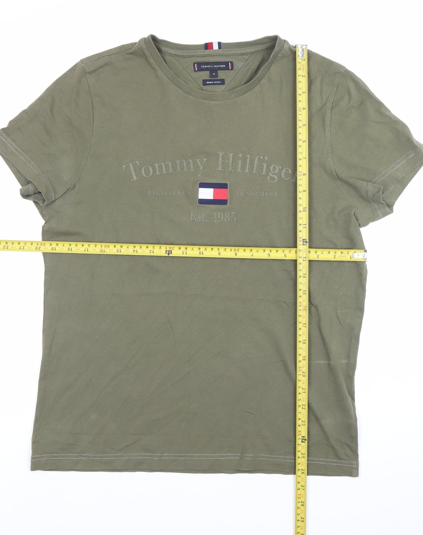 Tommy Hilfiger Men's Green Cotton Logo T-Shirt Size M