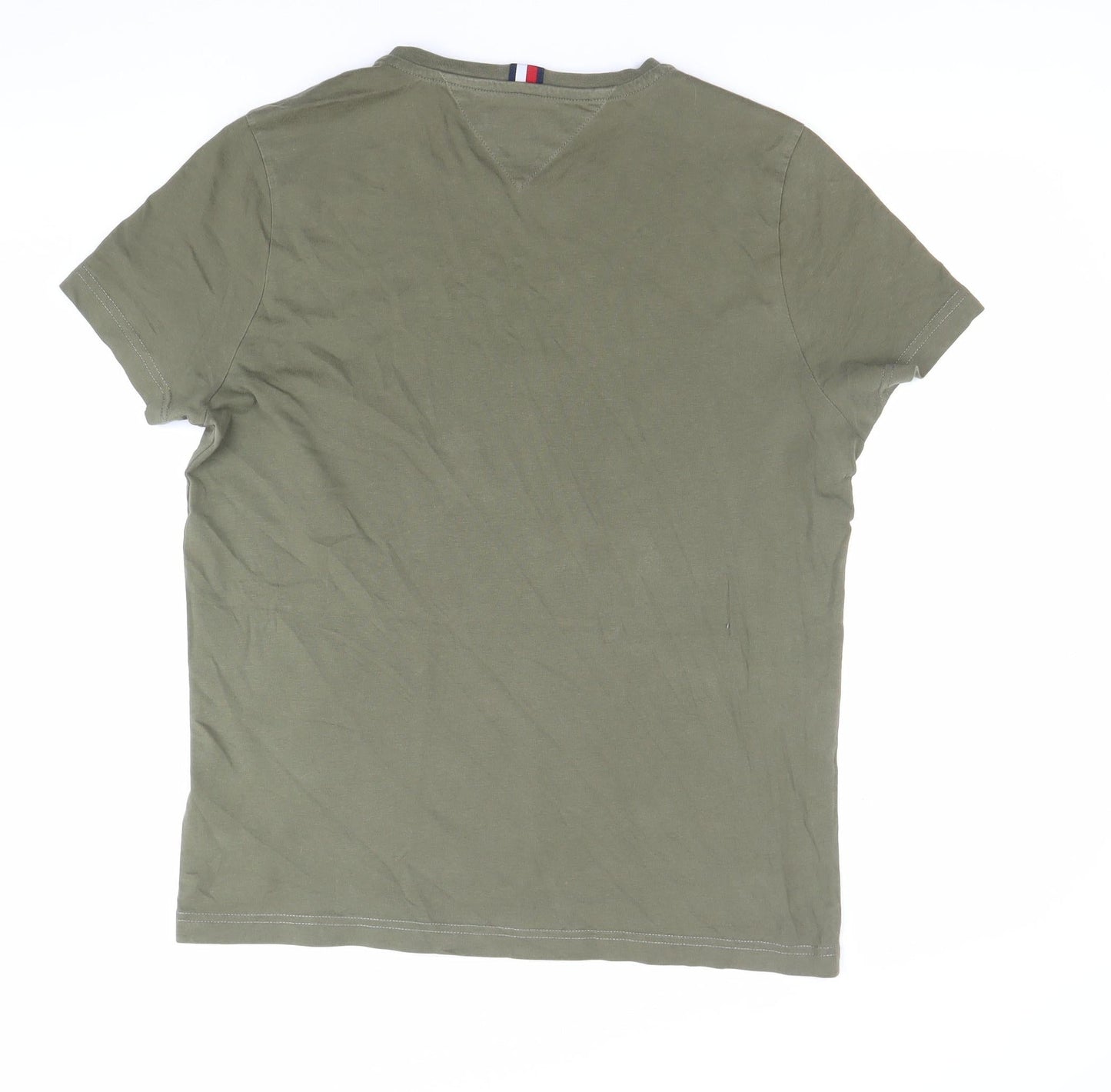 Tommy Hilfiger Men's Green Cotton Logo T-Shirt Size M