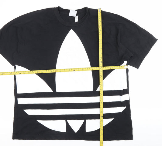 Adidas Men Black XL Trefoil Logo Graphic Crew Neck T-Shirt