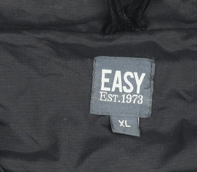 Easy Men’s Black XL 44-46" Hooded Nylon Windbreaker Jacket