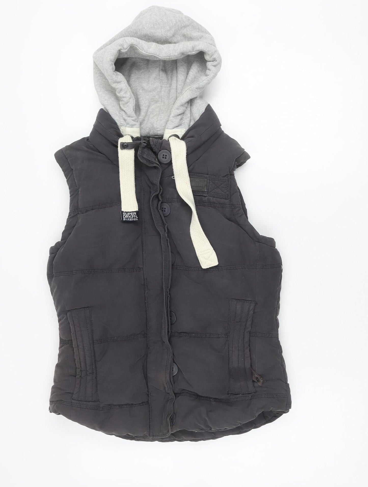Superdry Women’s Black Hooded Puffer Gilet Waistcoat Size M